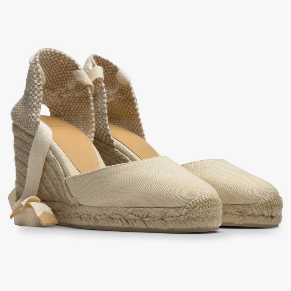 Castaner Cream Espadrille Wedge Shoes
